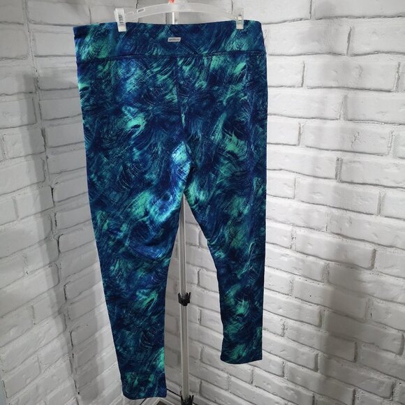 Spalding Speed-Dri Ladies Green & Blue Pattern Size Large Leggings - Picture 2 of 11